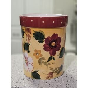 ONEIDA VTG Sunset Bouquet Ceramic Hand Painted Kitchen Utensil Holder 6x5